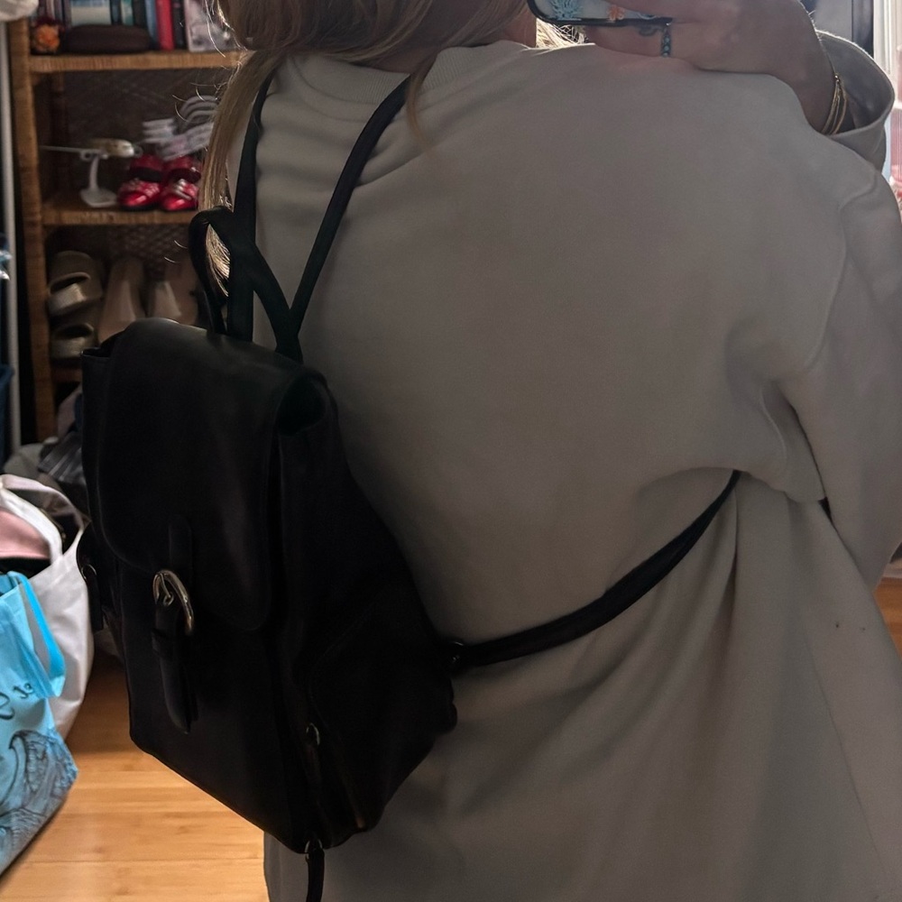 Little black leather backpack!